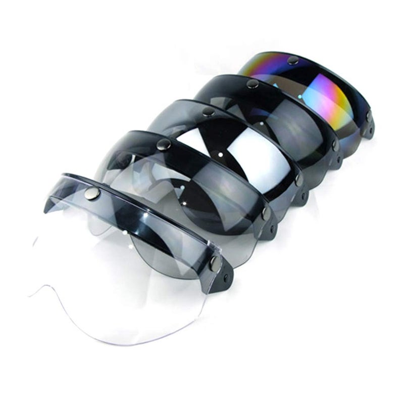 WANCAR Universal Motorcycle Retro Pilot-Style Standard 3 Snap-Button Visor Flip Up Down Open Face Helmet Wind Shield(Clear) - Image 4